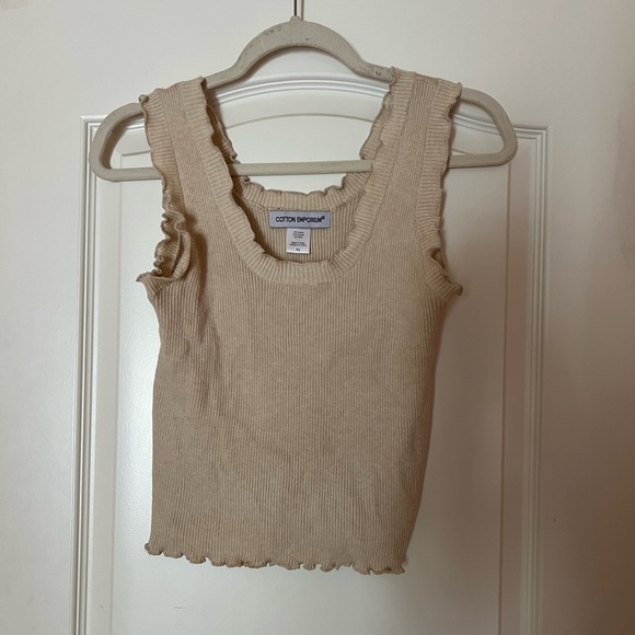 Beige/Cream ruffled tank top - Picture 1 of 3